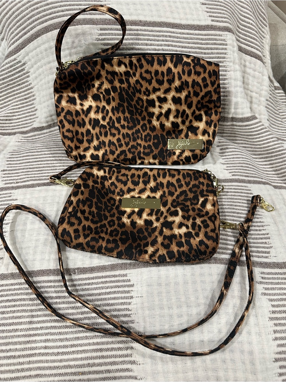 Ju-Ju-Be Leopard Print Cosmetic Crossbody & Wristlet Set